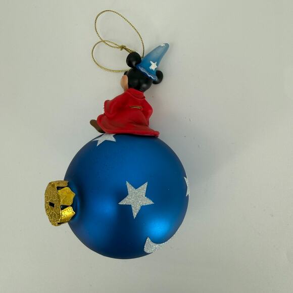 Disney Sorcerer Mickey on Blue Moon & Stars Ornament – Christmas Decoration - Picture 8 of 10